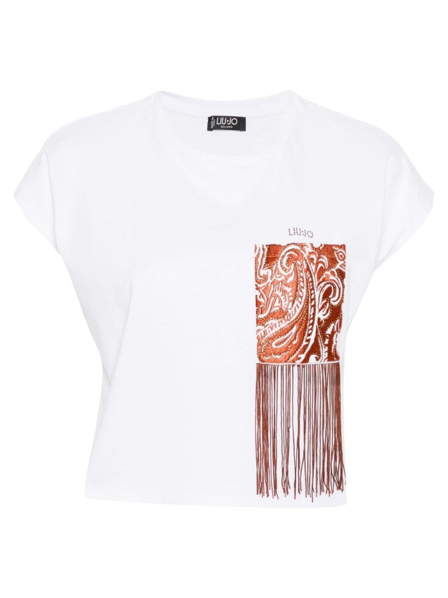 T-shirt con tasca e frange-Liu-Jo-T-shirt-Vittorio Citro Boutique