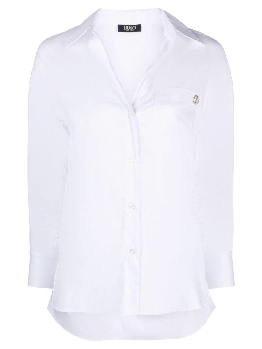 Camicia Bianca Over Fit Liu Jo in Popeline di Cotone Stretch-Liu-Jo-Camicie-Vittorio Citro Boutique