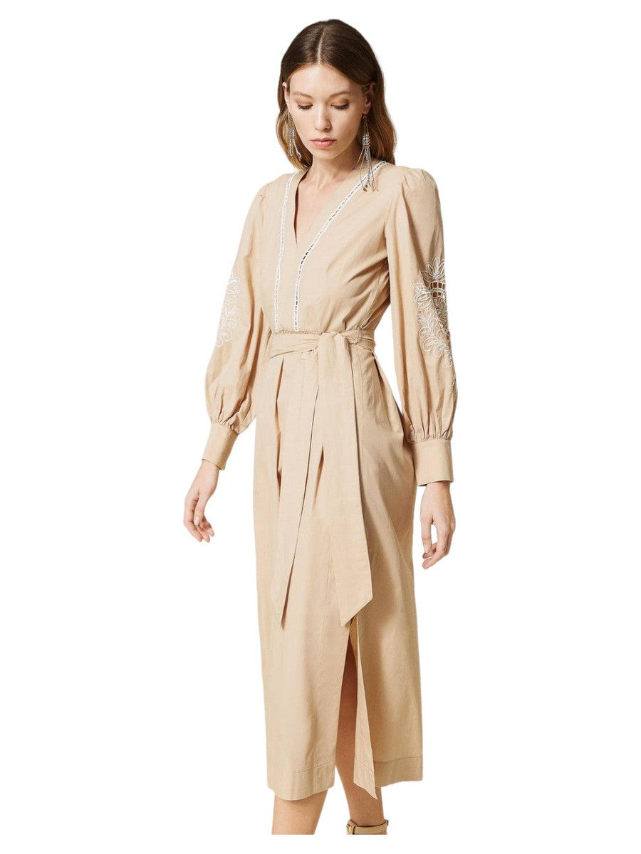 Abito Lungo in Mussola con Ricami Fatti a Mano-Twinset-Abiti-Vittorio Citro Boutique