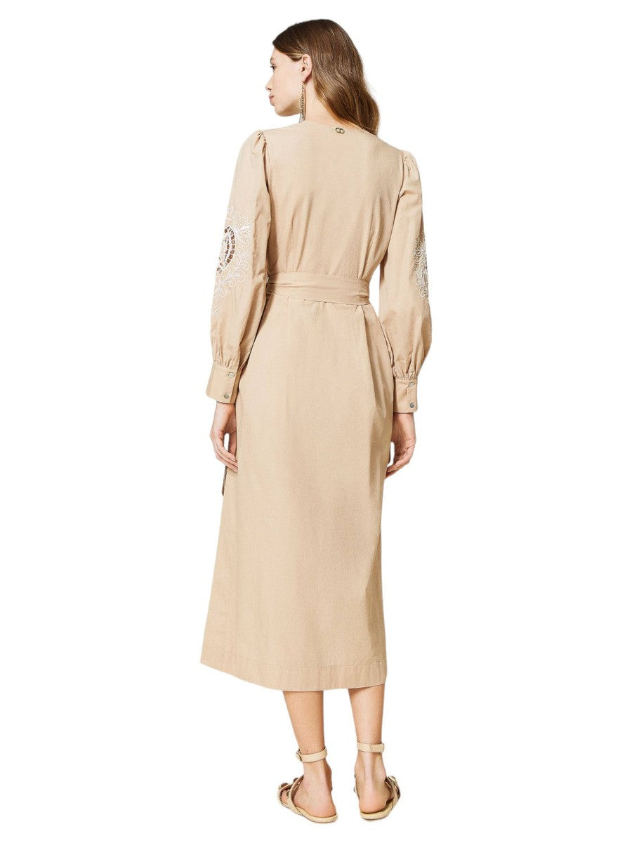 Abito Lungo in Mussola con Ricami Fatti a Mano-Twinset-Abiti-Vittorio Citro Boutique