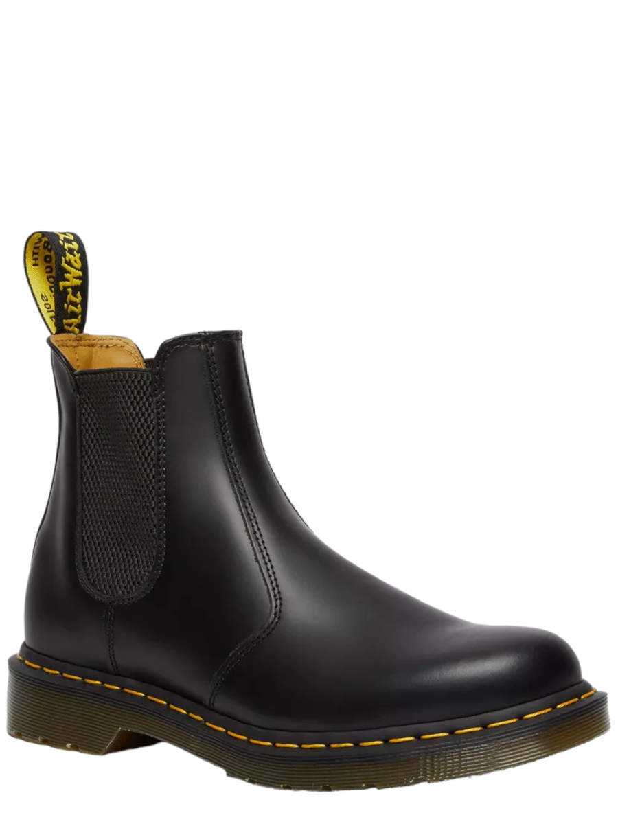 STIVALETTI CHELSEA DI PELLE 2976 CON CUCITURE GIALLE SMOOTH-Dr. Martens-Stivali-Vittorio Citro Boutique