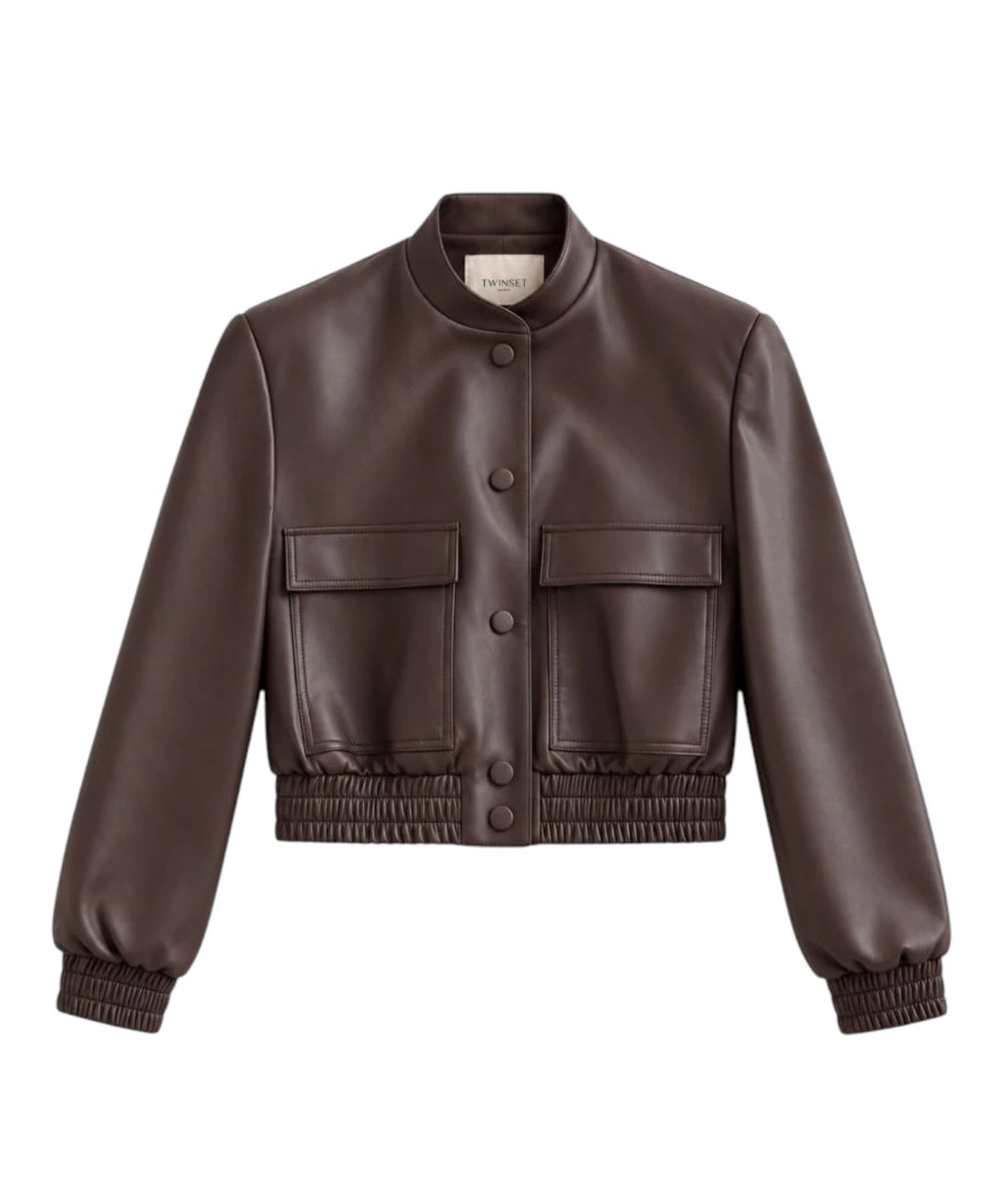 Giacca Donna Twinset Harrington in Similpelle