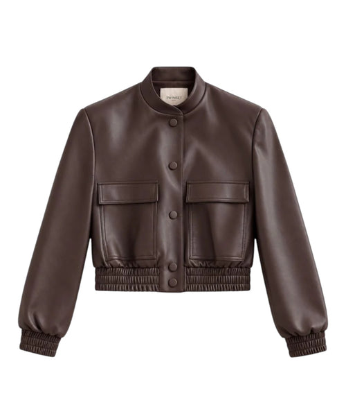 Chaqueta de mujer Twinset Harrington de polipiel