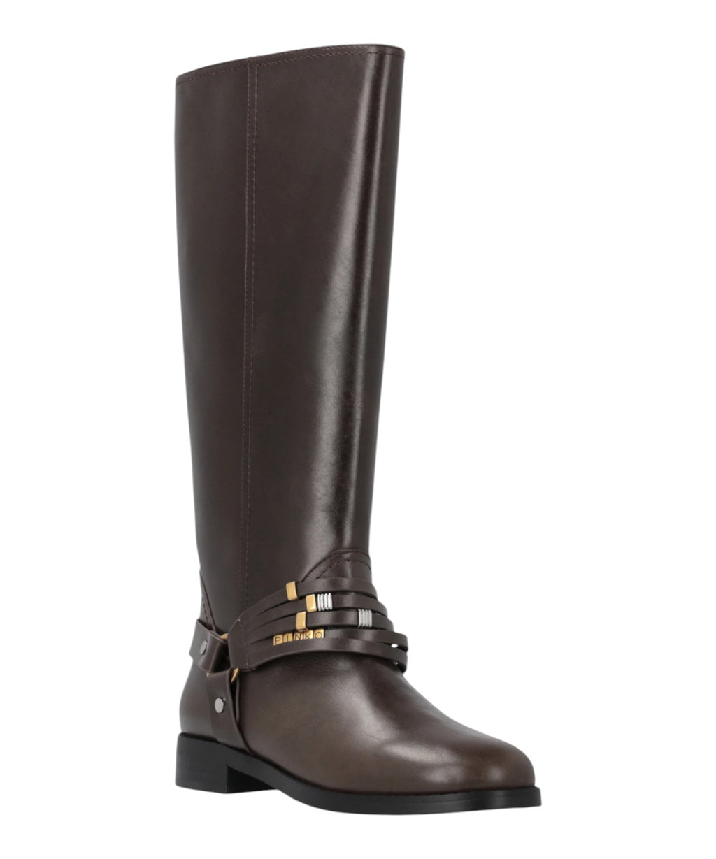 Stivaletti Pinko in Pelle con Dettagli Harness