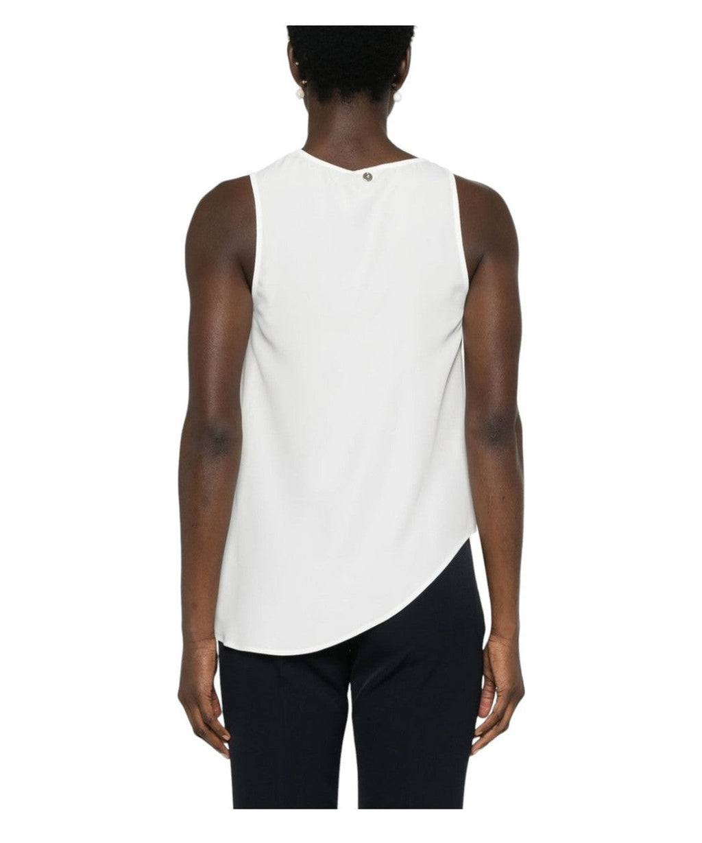 Blusa Smanicata Asimmetrica con Decorazione in Cristalli-Liu-Jo-Top-Vittorio Citro Boutique