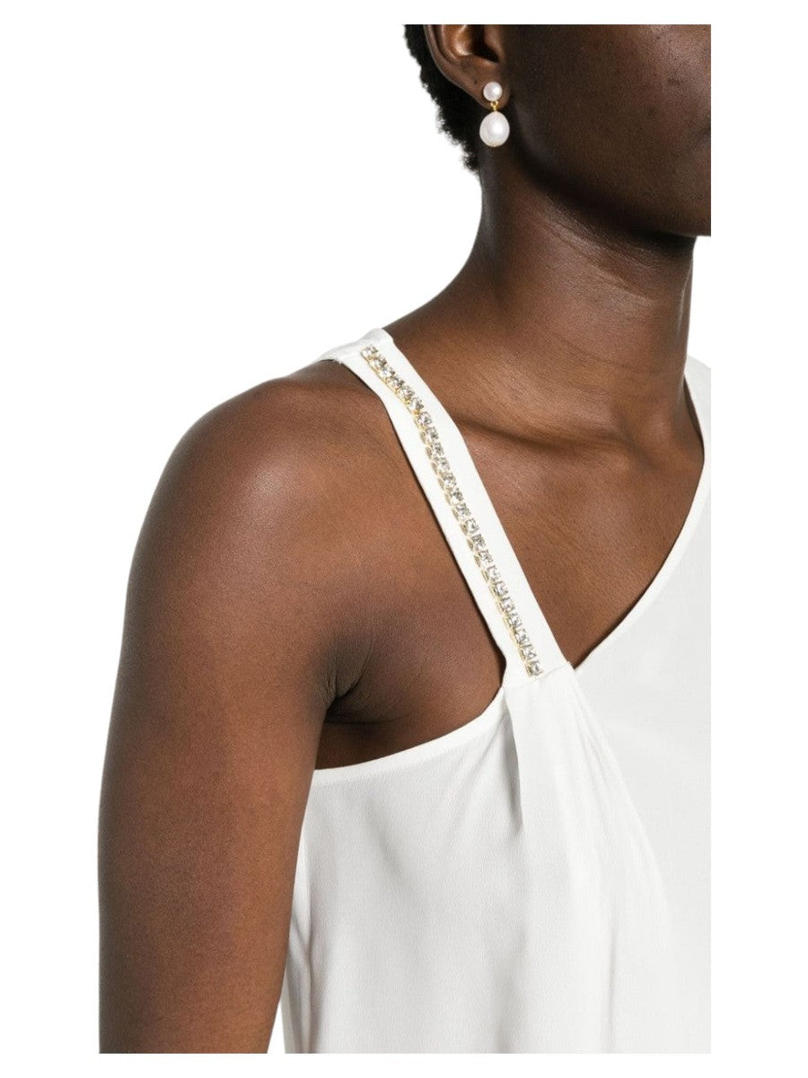 Blusa Smanicata Asimmetrica con Decorazione in Cristalli-Liu-Jo-Top-Vittorio Citro Boutique