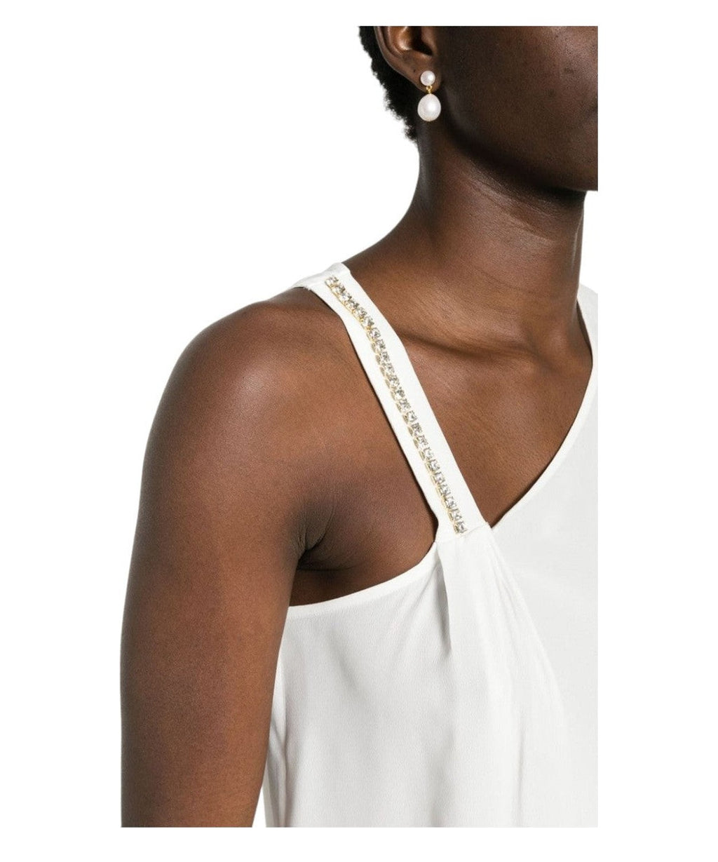 Blusa Smanicata Asimmetrica con Decorazione in Cristalli-Liu-Jo-Top-Vittorio Citro Boutique