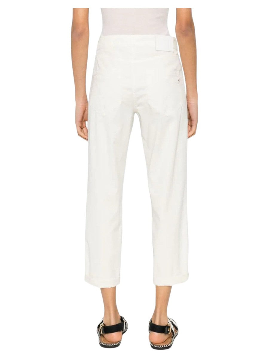Pantaloni Crop Dritti Koons con Bottoni Cristallo-Dondup-Pantaloni-Vittorio Citro Boutique
