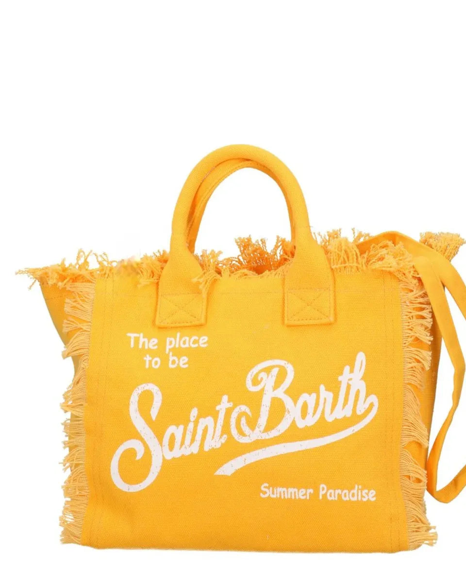 Borsa tote Vanity in cotone tinta unita con frange-Borse a mano-Mc2 Saint Barth-Vittorio Citro Boutique