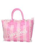 Borsa Vanity Saint Barth rosa a righe con frange-Mc2 Saint Barth-Borse a spalla-Vittorio Citro Boutique