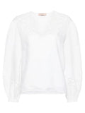 Blusa in Lino con Ricamo Sangallo-Twinset-Camicie-Vittorio Citro Boutique