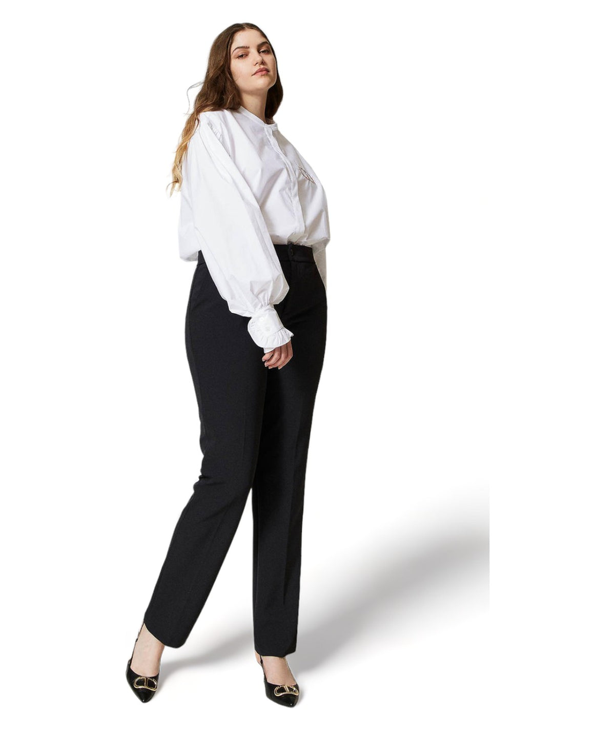 Camicia in popeline con ricamo Oval T a fiori-Twinset-Camicie-Vittorio Citro Boutique