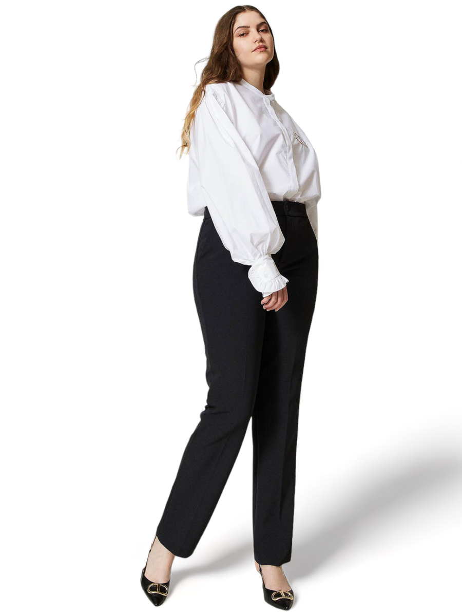 Camicia in popeline con ricamo Oval T a fiori-Twinset-Camicie-Vittorio Citro Boutique