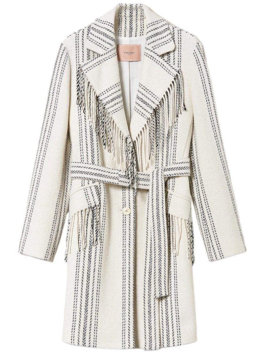 Cappotto in misto lana jacquard-Twinset-Cappotti-Vittorio Citro Boutique