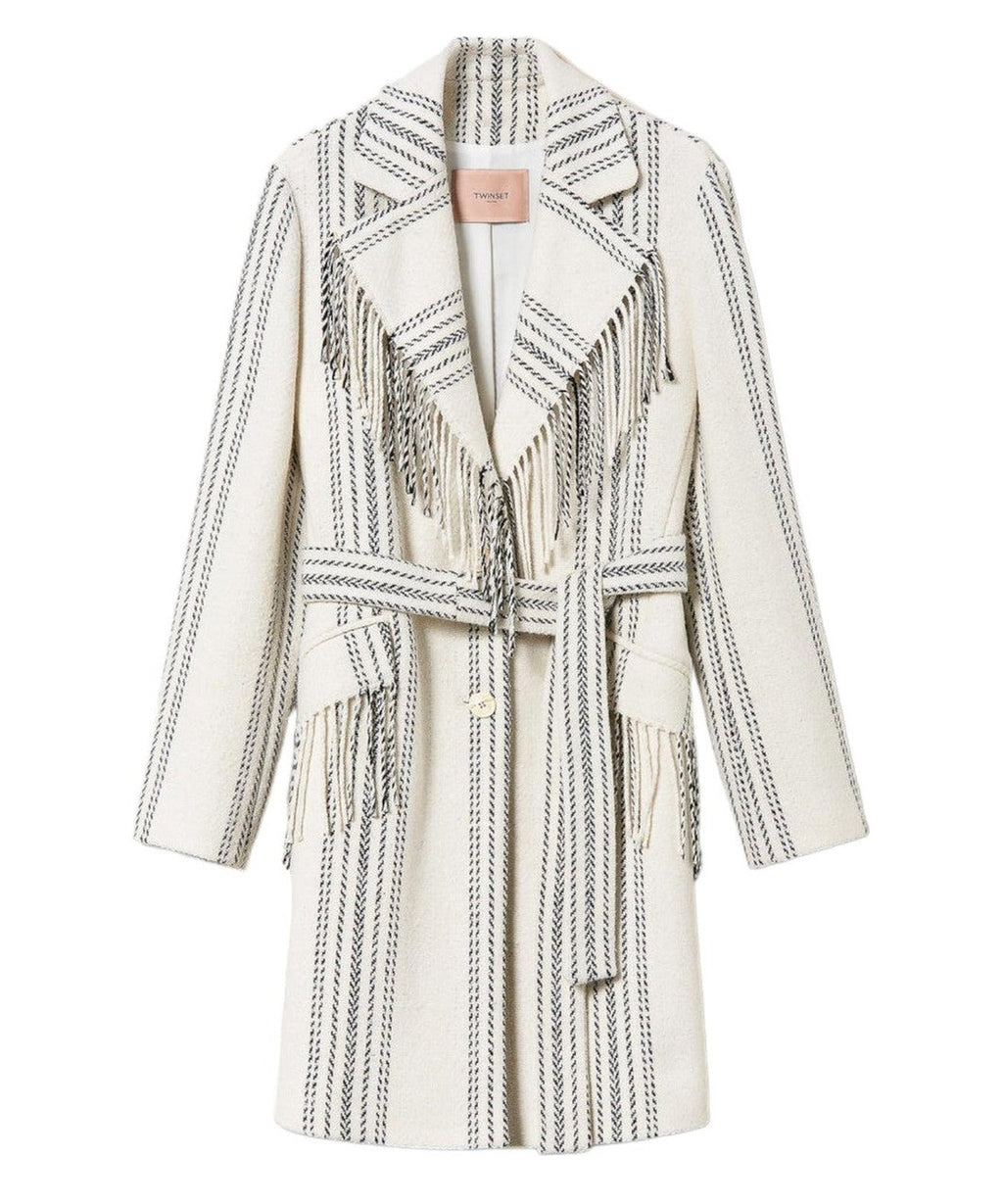 Cappotto in misto lana jacquard-Twinset-Cappotti-Vittorio Citro Boutique
