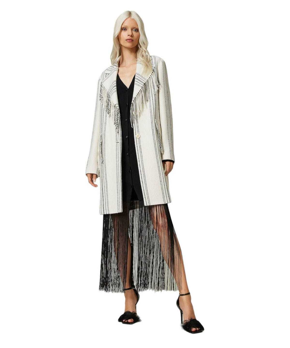 Cappotto in misto lana jacquard-Twinset-Cappotti-Vittorio Citro Boutique