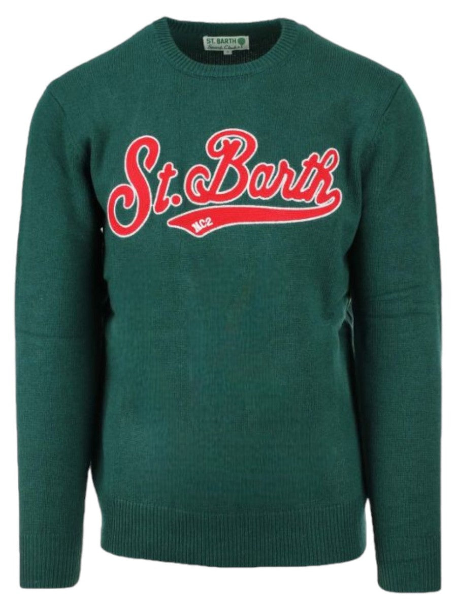 Girocollo con logo cucito-Mc2 Saint Barth-Maglieria-Vittorio Citro Boutique
