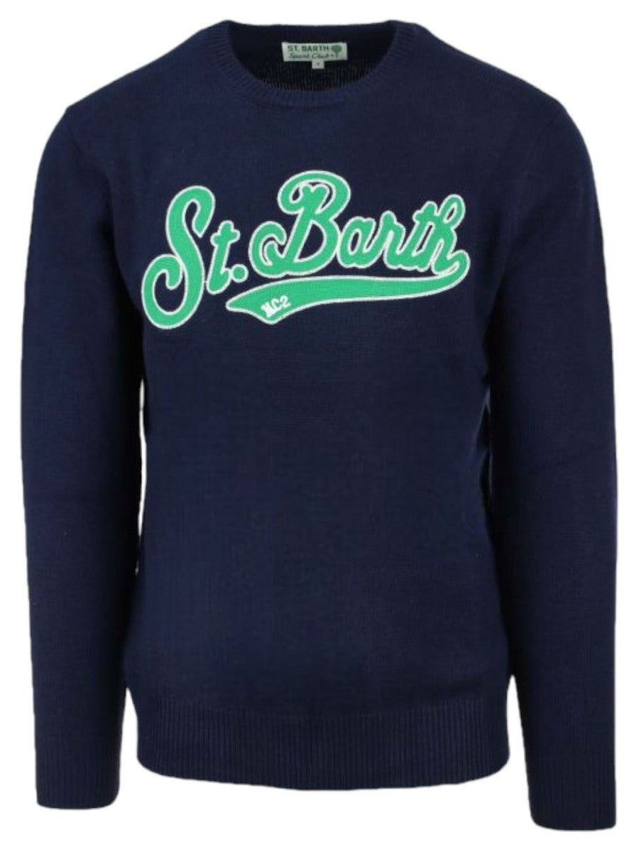 Girocollo con logo cucito-Mc2 Saint Barth-Maglieria-Vittorio Citro Boutique