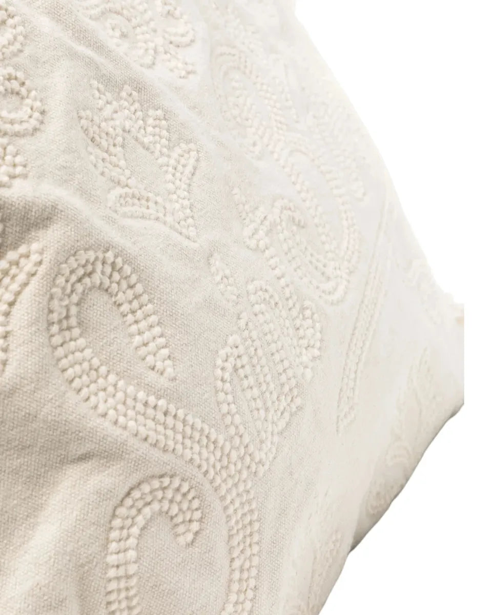 Borsa Vanity beige in cotone con ricamo e frange-Mc2 Saint Barth-Borse a spalla-Vittorio Citro Boutique