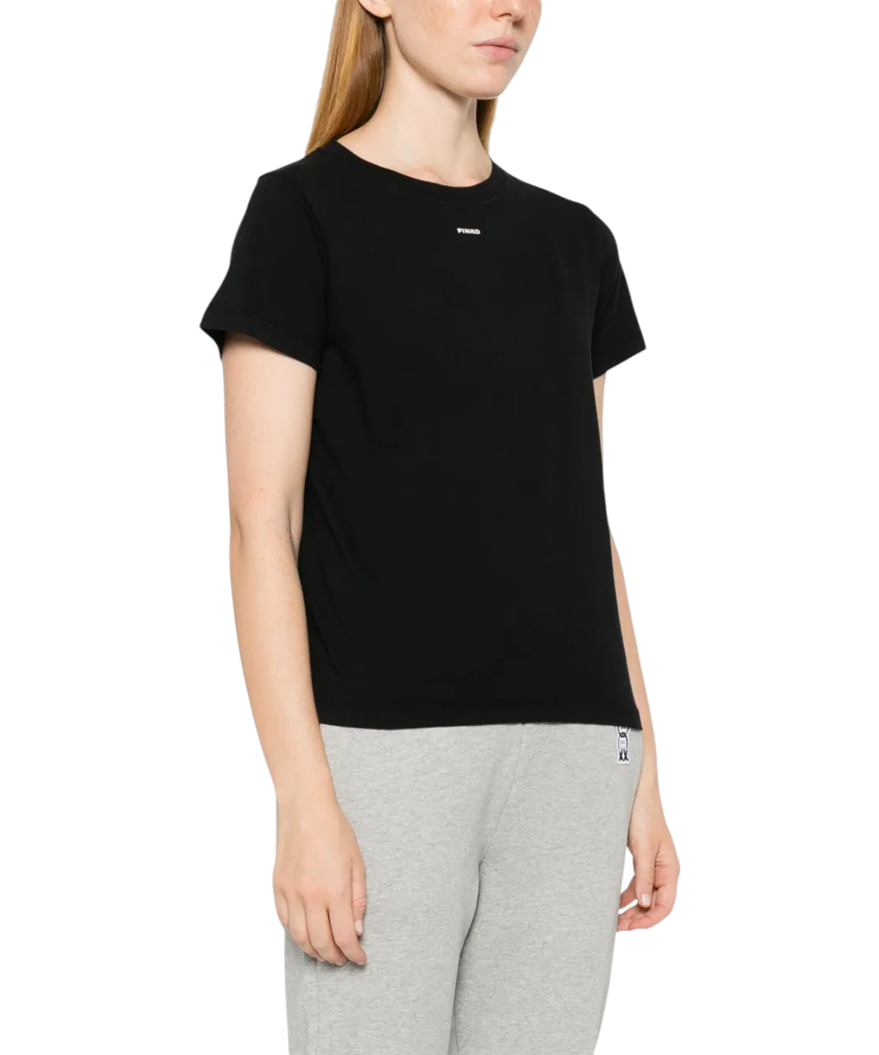 T-Shirt PINKO Basico in Cotone con Logo Mini Vernice