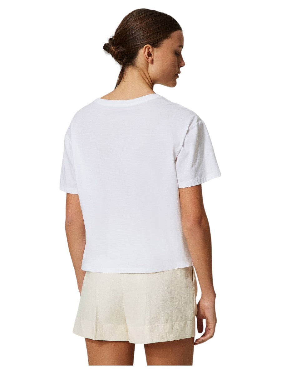 T-shirt con stampa catene e Oval T-Twinset-T-shirt-Vittorio Citro Boutique