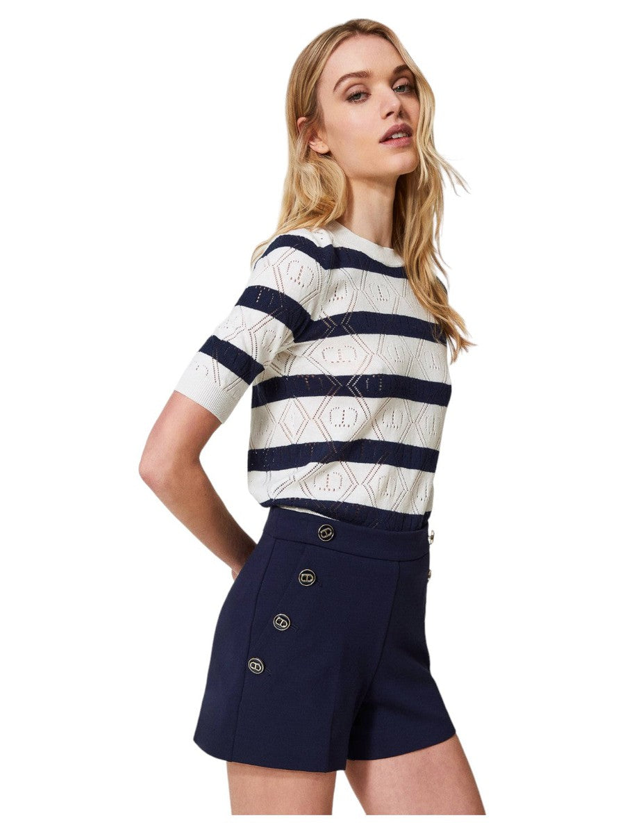 Shorts slim con bottoni Oval T-Twinset-Shorts-Vittorio Citro Boutique