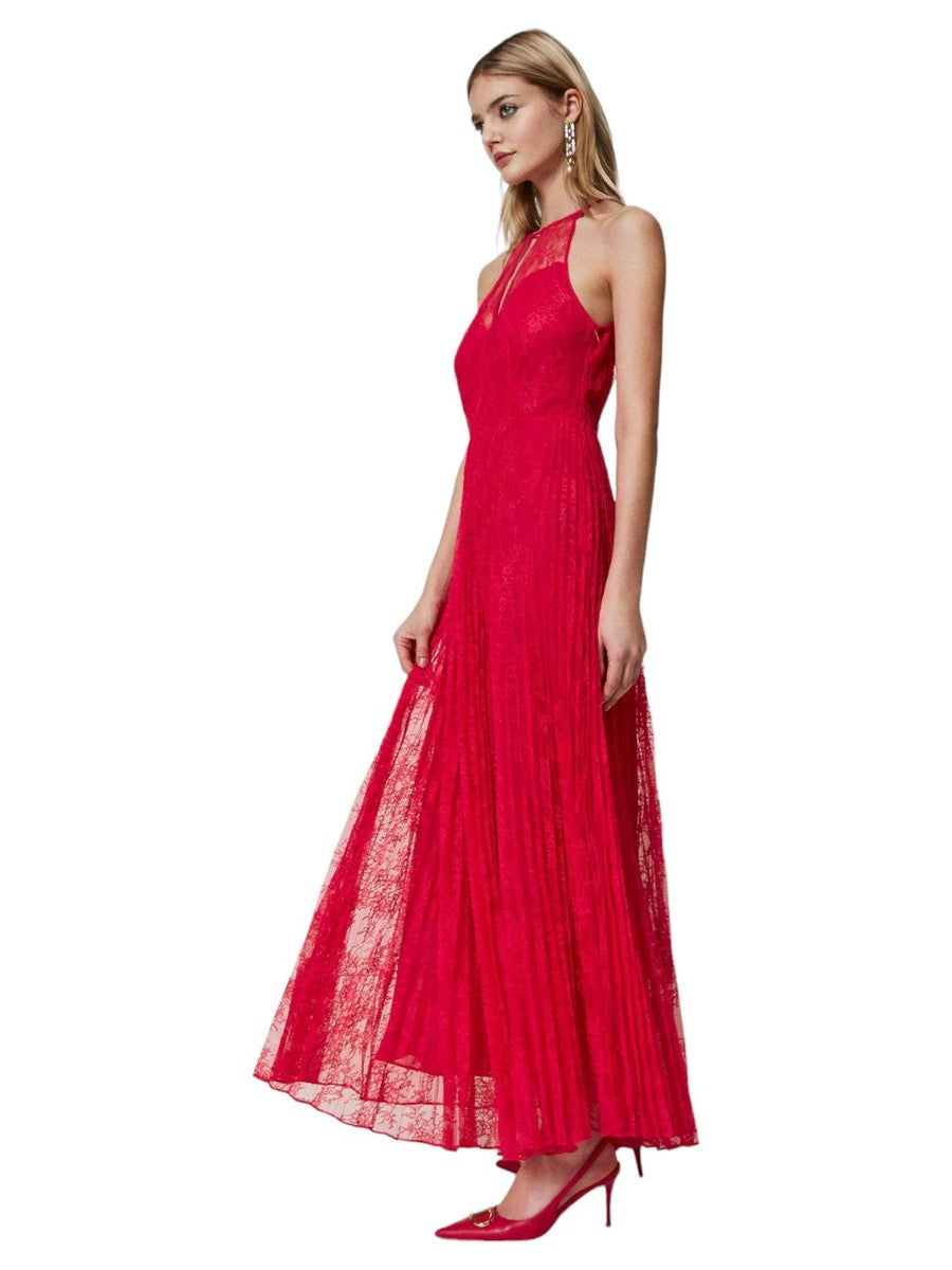 Abito lungo in georgette e pizzo-Twinset-Abiti-Vittorio Citro Boutique