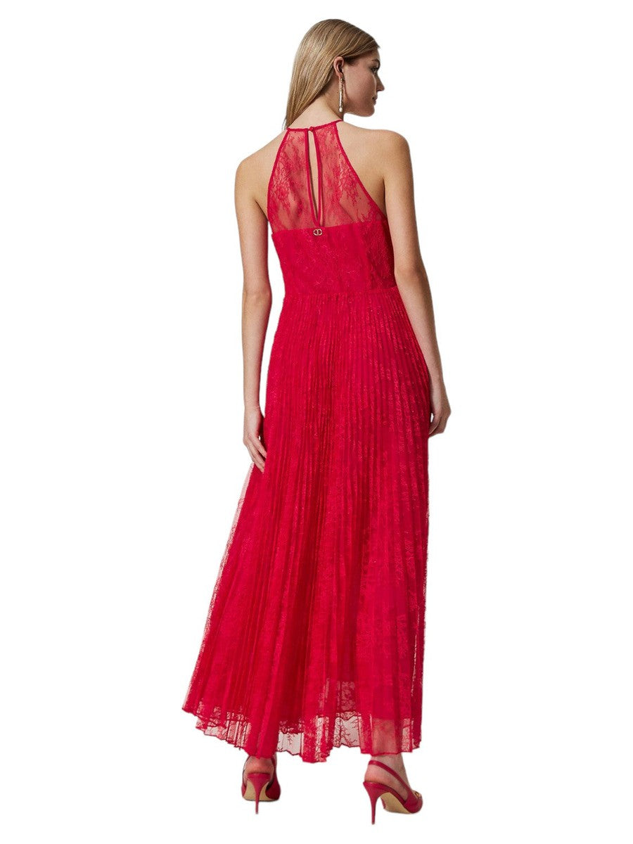 Abito lungo in georgette e pizzo-Twinset-Abiti-Vittorio Citro Boutique