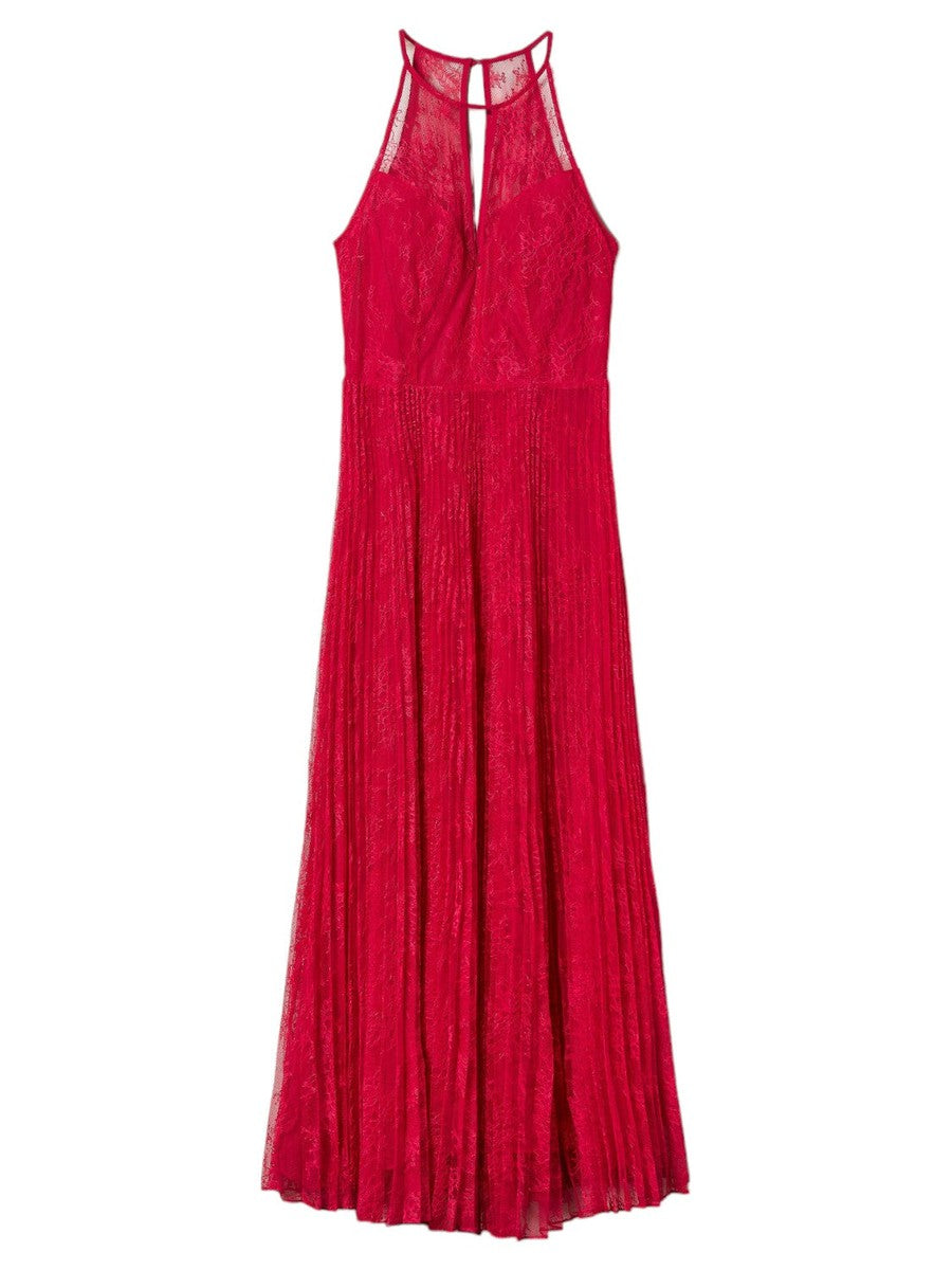 Abito lungo in georgette e pizzo-Twinset-Abiti-Vittorio Citro Boutique