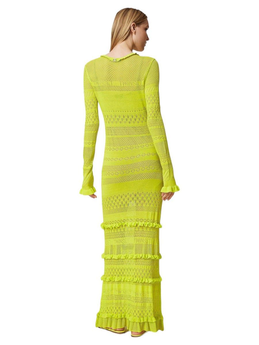 Abito lungo fitted in maglia traforata-Twinset-Abiti-Vittorio Citro Boutique