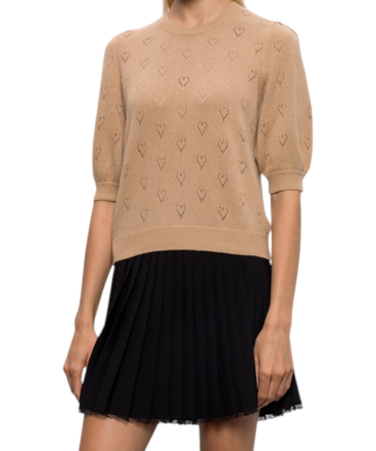 Top Twinset Cotone e Cashmere con Cuori Traforati