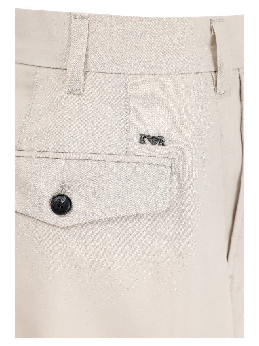 Bermuda chino in twill con pinces e piega-Emporio Armani-Pantaloni-Vittorio Citro Boutique