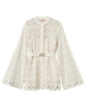 Maxi camicia in pizzo macramè con cintura e top abbinato-Twinset-Camicie-Vittorio Citro Boutique