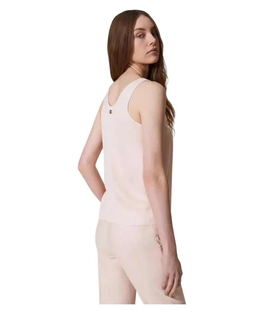 Top in raso lucido con collo tondo-Twinset-Top-Vittorio Citro Boutique