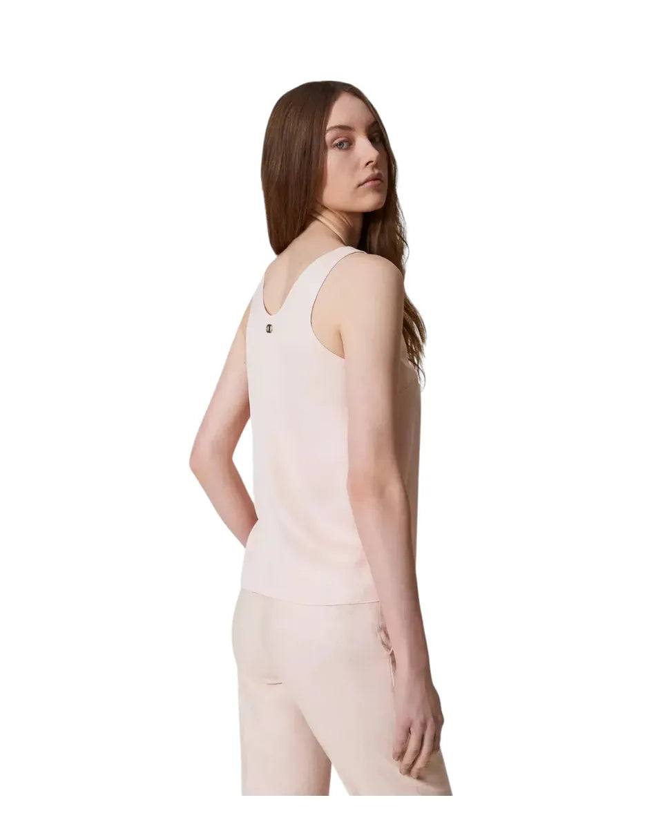 Top in raso lucido con collo tondo-Twinset-Top-Vittorio Citro Boutique
