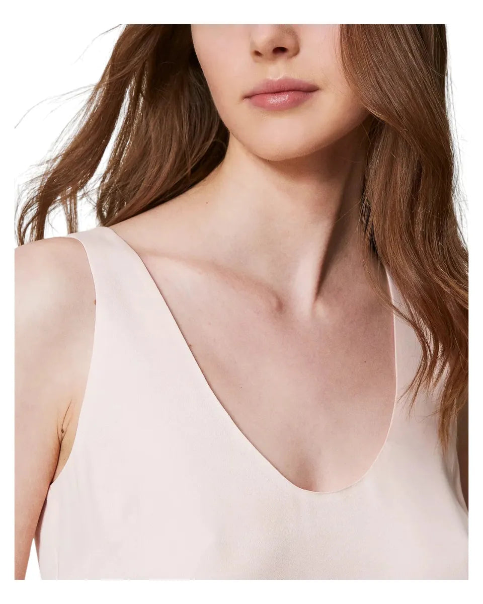 Top in raso lucido con collo tondo-Twinset-Top-Vittorio Citro Boutique