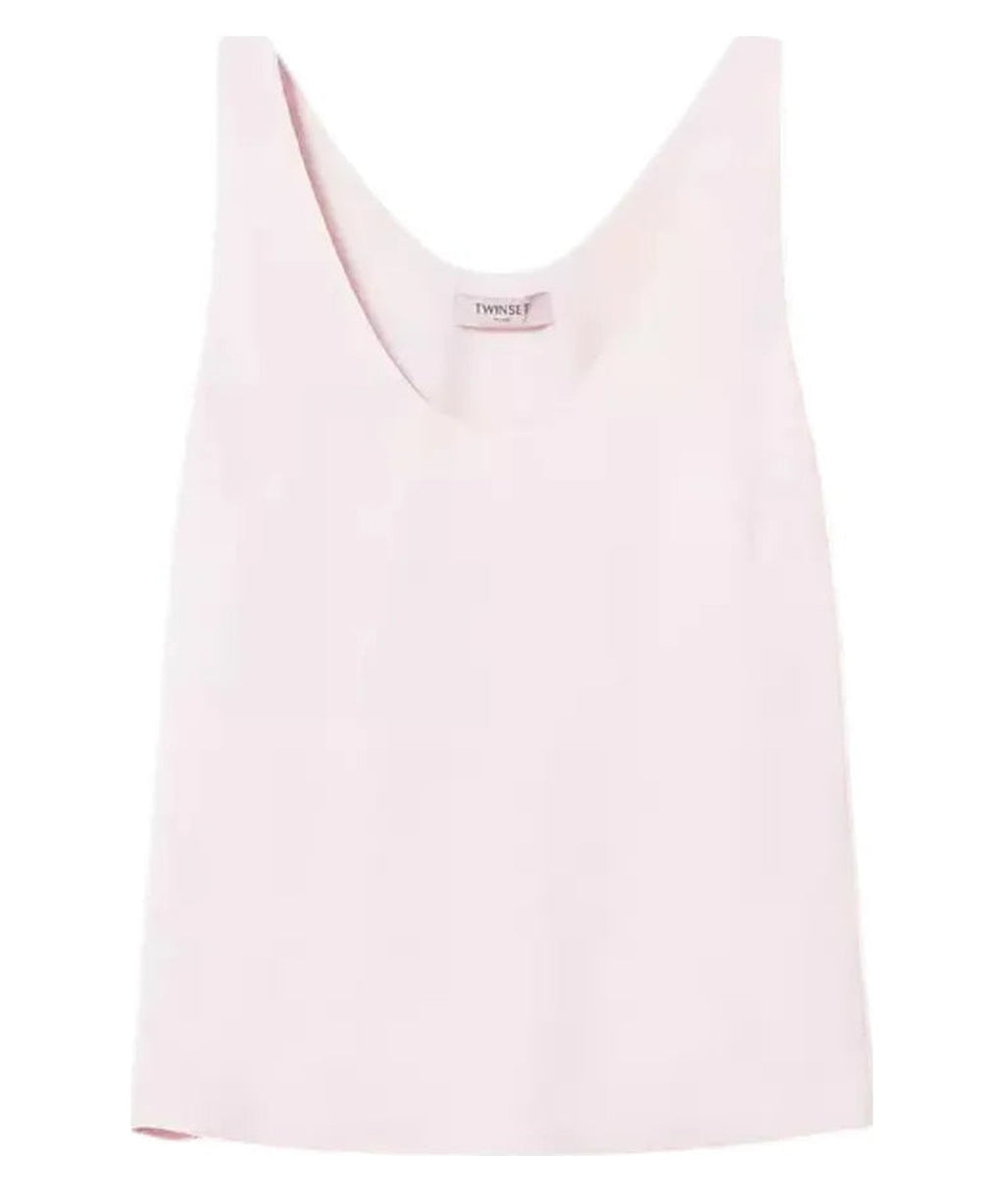 Top in raso lucido con collo tondo-Twinset-Top-Vittorio Citro Boutique