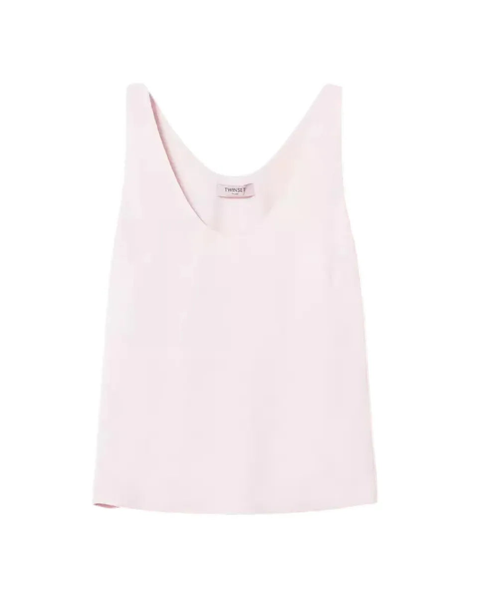 Top in raso lucido con collo tondo-Twinset-Top-Vittorio Citro Boutique