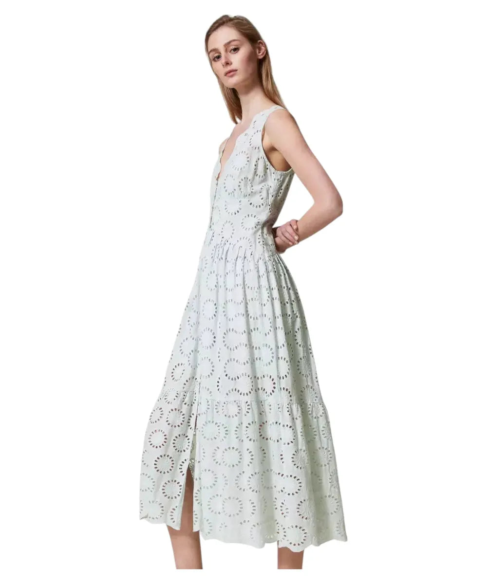 Abito Lungo in Sangallo Water Green-Twinset-Abiti-Vittorio Citro Boutique
