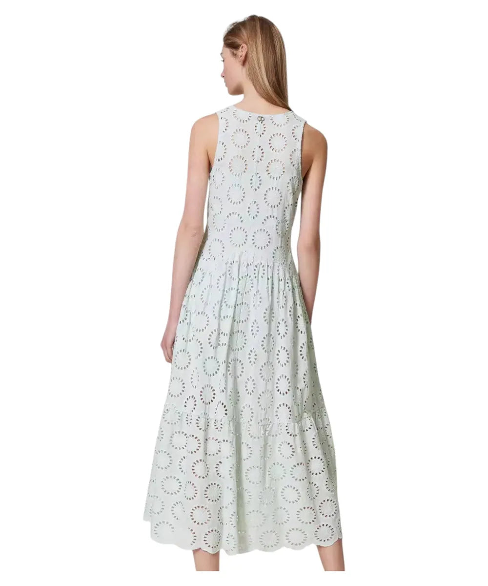 Abito Lungo in Sangallo Water Green-Twinset-Abiti-Vittorio Citro Boutique