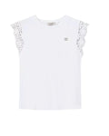 T-shirt in cotone con maniche ad aletta in pizzo-Twinset-Pantaloni-Vittorio Citro Boutique