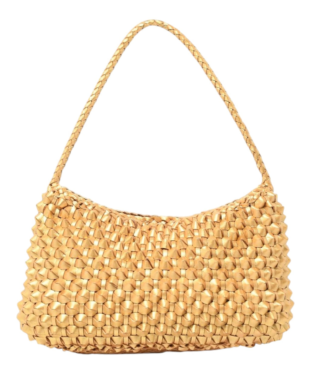 Borsa Pelle Intrecciata Oro Basil Cactus Gold Foil