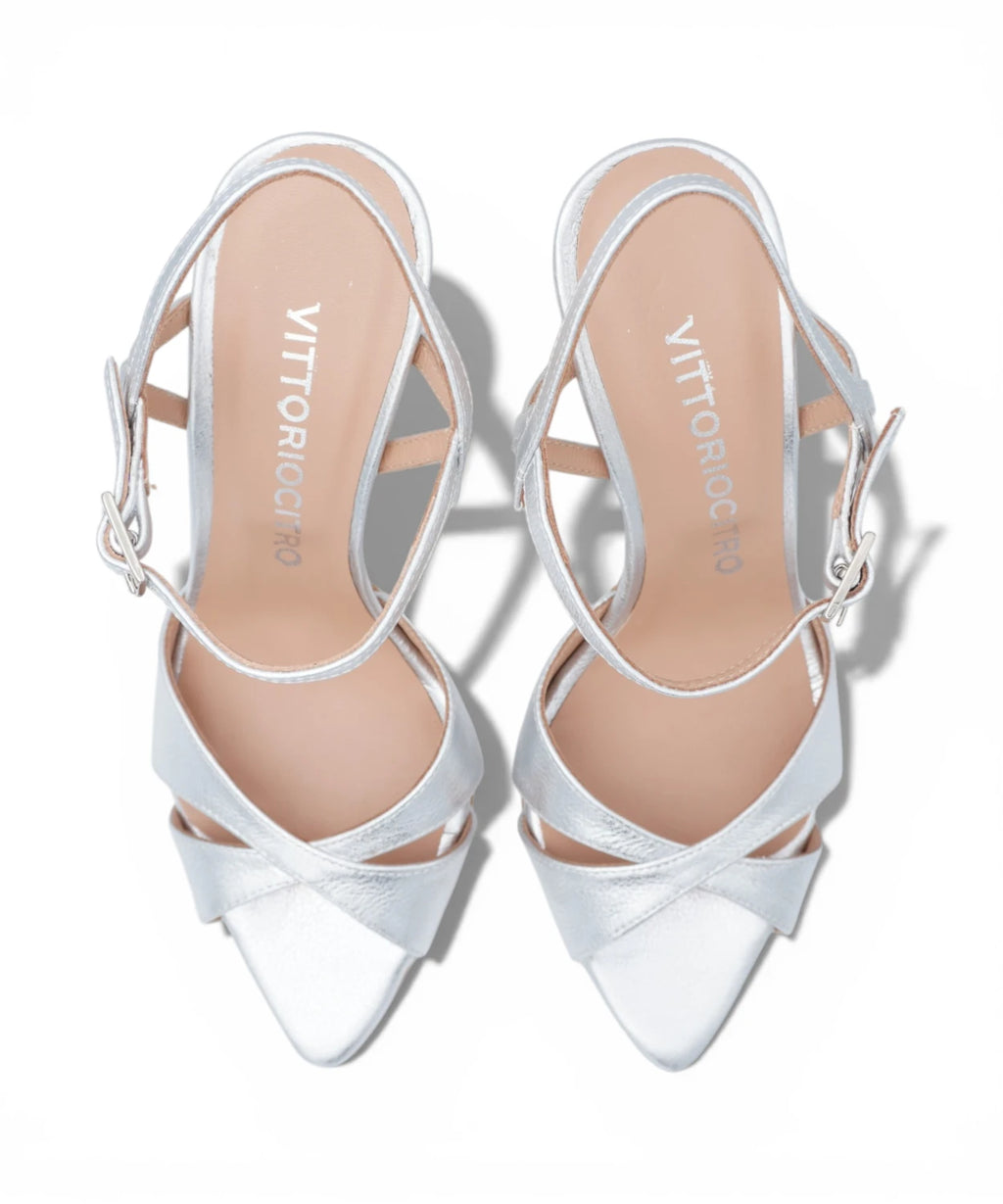 Omega Silver High Heel Sandals for Events