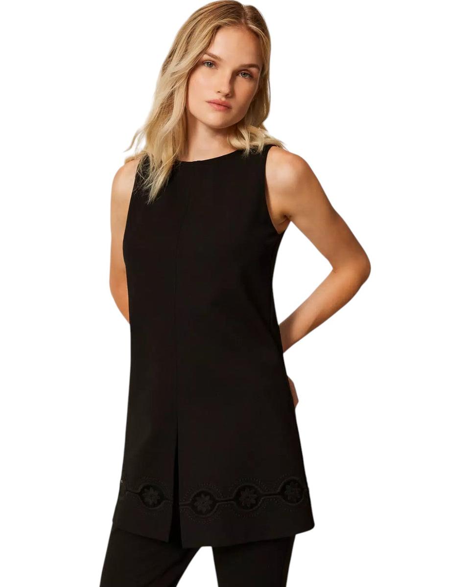 Tunica Svasata con Ricamo Floreale-Twinset-Maglieria-Vittorio Citro Boutique