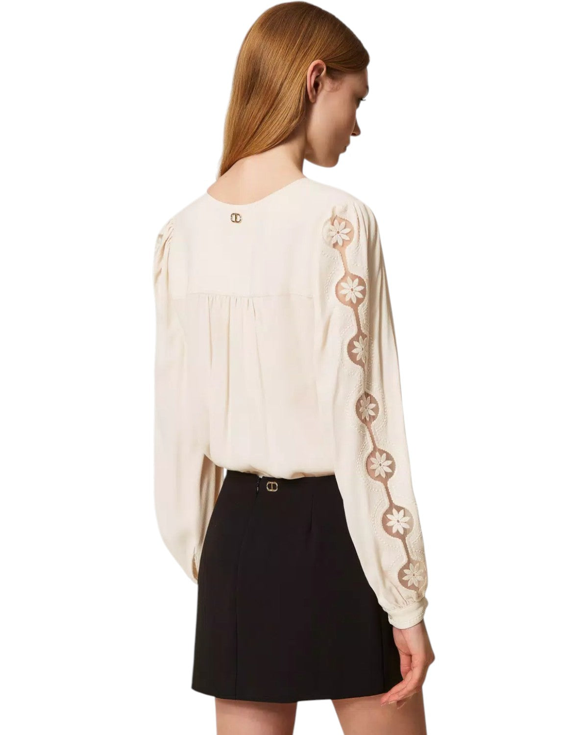 Blusa in Crêpe con Ricami-Twinset-Maglieria-Vittorio Citro Boutique