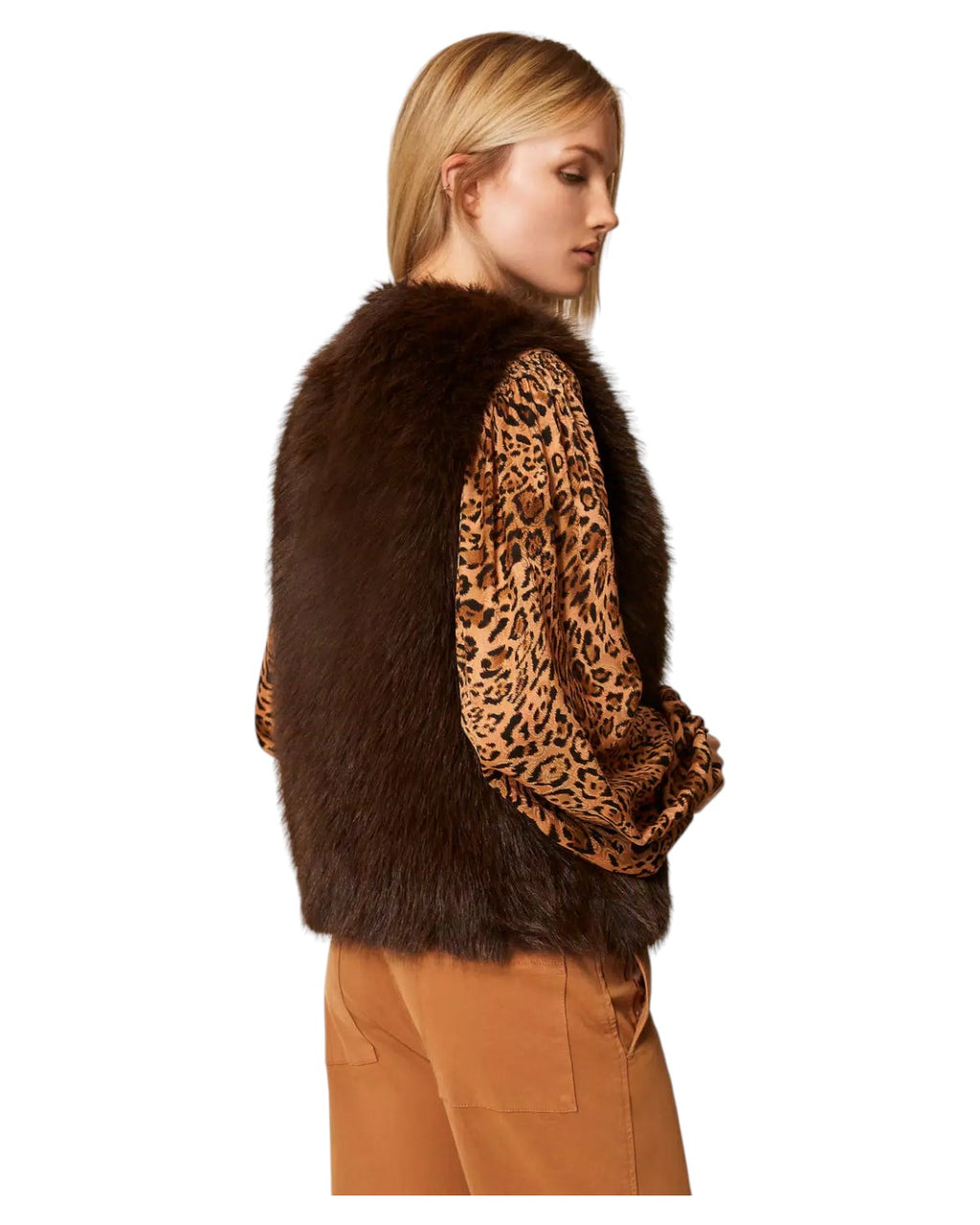Gilet in Pelliccia Sintetica Bicolor-Twinset-Pellicce e shearling-Vittorio Citro Boutique