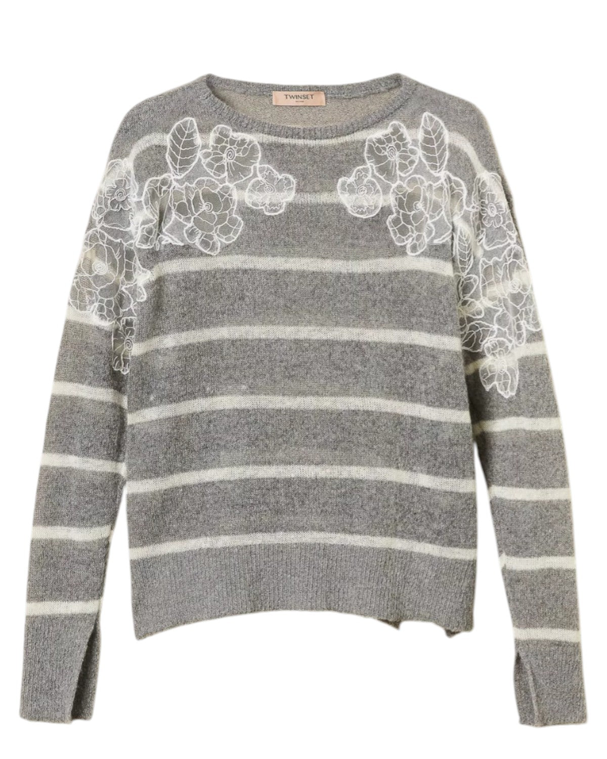 Maglia Misto Mohair con Pizzo e Spacchi-Twinset-Maglieria-Vittorio Citro Boutique