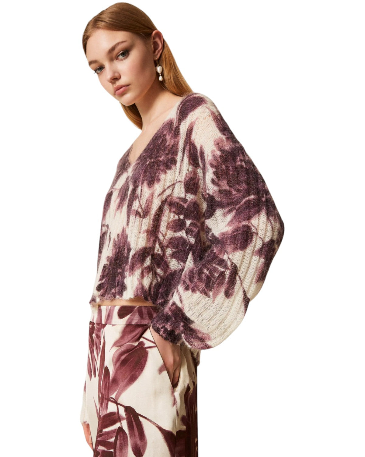 Maglia in Misto Mohair con Stampa Floreale-Twinset-Maglieria-Vittorio Citro Boutique