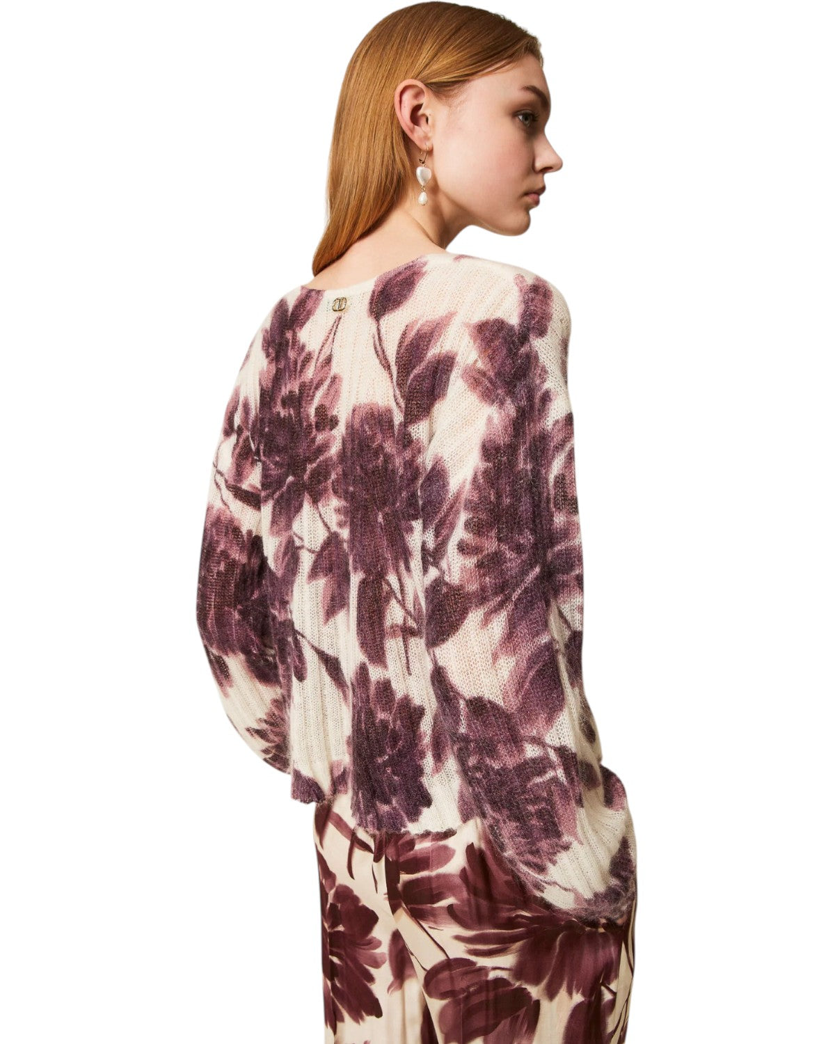 Maglia in Misto Mohair con Stampa Floreale-Twinset-Maglieria-Vittorio Citro Boutique