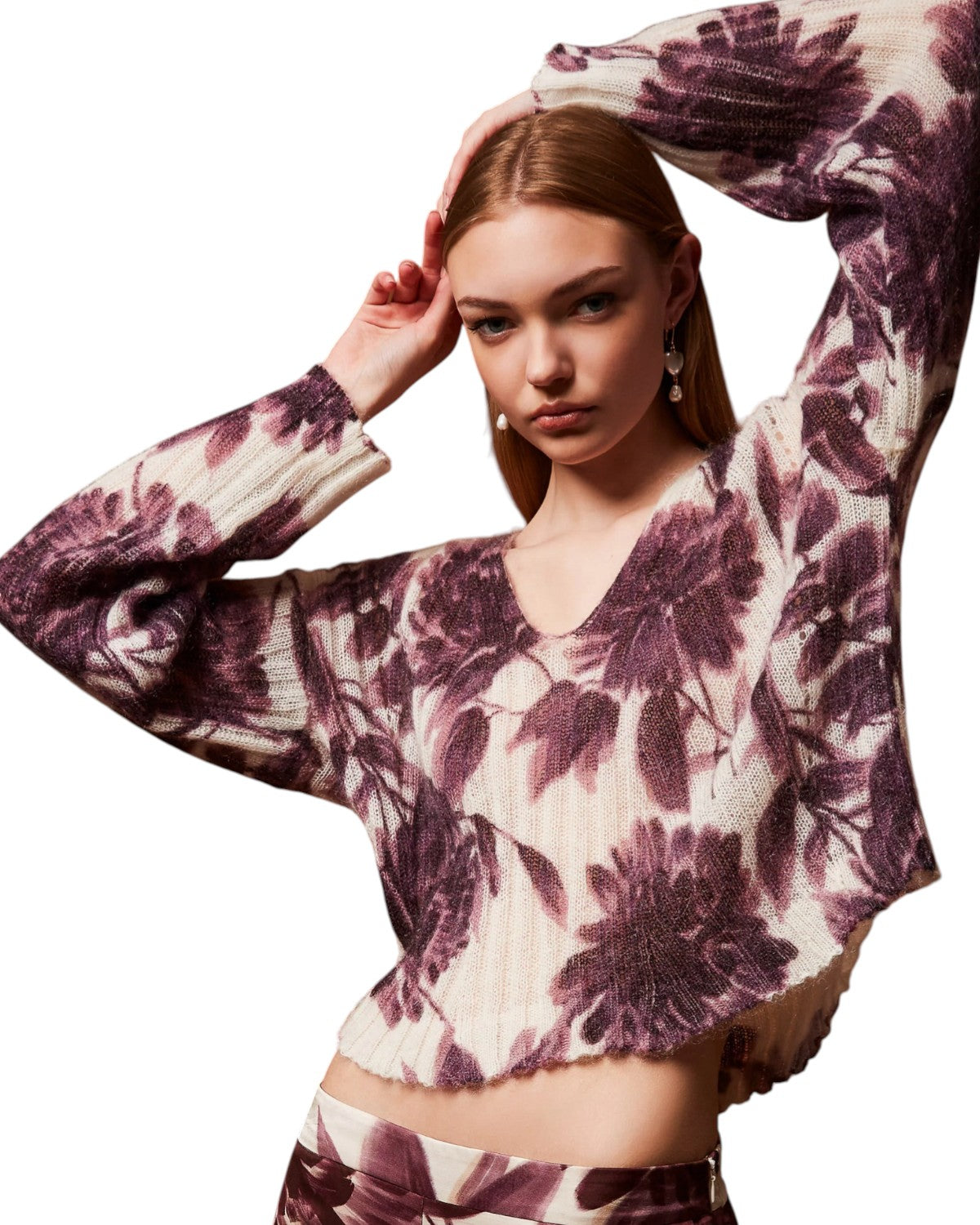 Maglia in Misto Mohair con Stampa Floreale-Twinset-Maglieria-Vittorio Citro Boutique